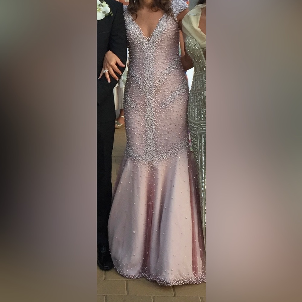 Custom made Stephen Yearick Light Pink Beaded Gown